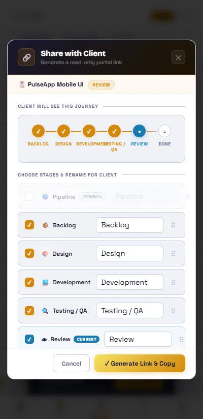 CronSpire Flowboard mobile client sharing view on smartphone